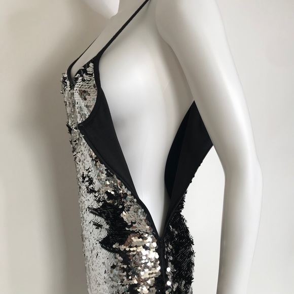 Sequin dress Avec M silver black sequin cocktail dress - Picture 7 of 10